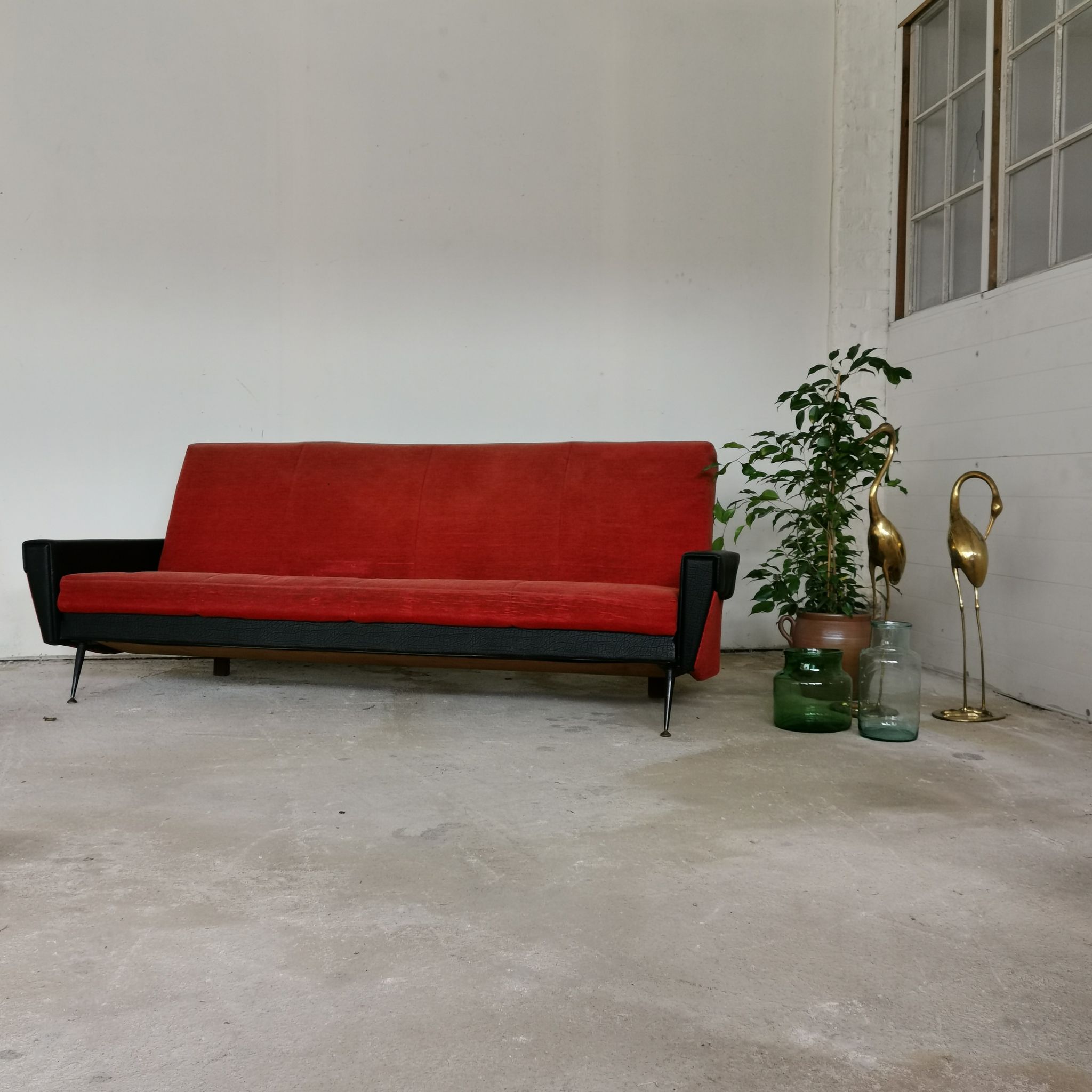 Convertible bench daybed rockabilly red and blakc 50-60s