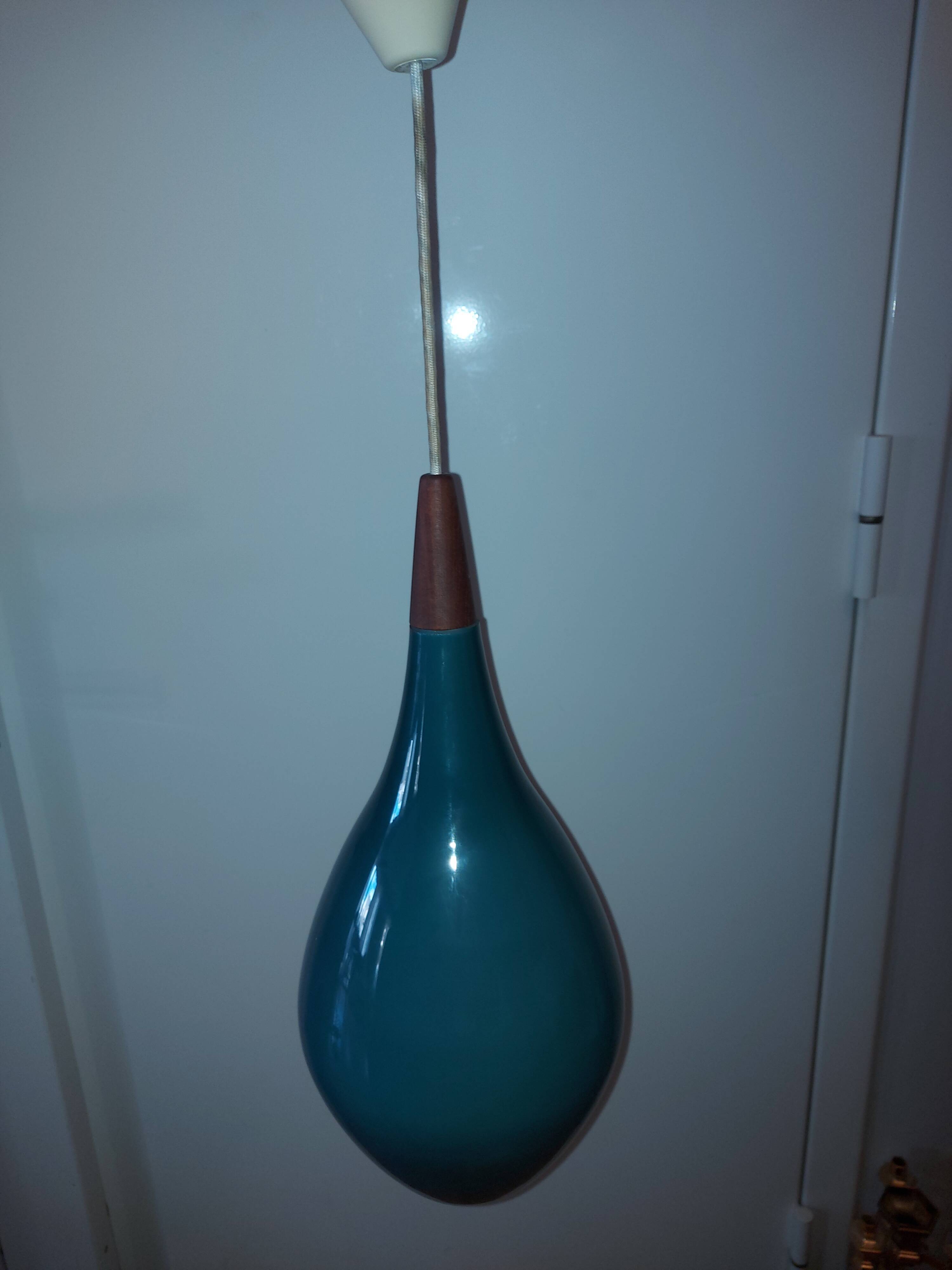 Scandinavian glass pendant light Holmegaard 50, 60's