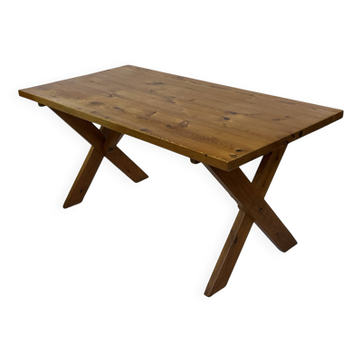 Table à manger vintage en pin des années 60, table à manger minimaliste