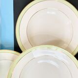 7 plates of the 60s green and white - moulin des loups & orchies france- retro-