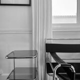 Metal and smoked glass side table, 1970