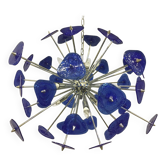 Lustre spoutnik en verre spoutnik en trèfle bleu