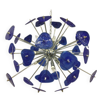 Blue clover murano glass sputnik chandelier