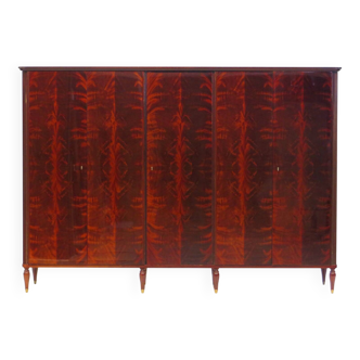 Large vintage mid century Art Deco 5-door wardrobe in flamed mahogany 1920s