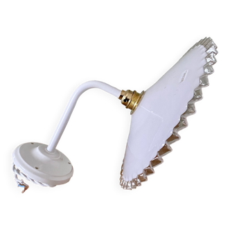 Vintage lampshade wall light in white opaline
