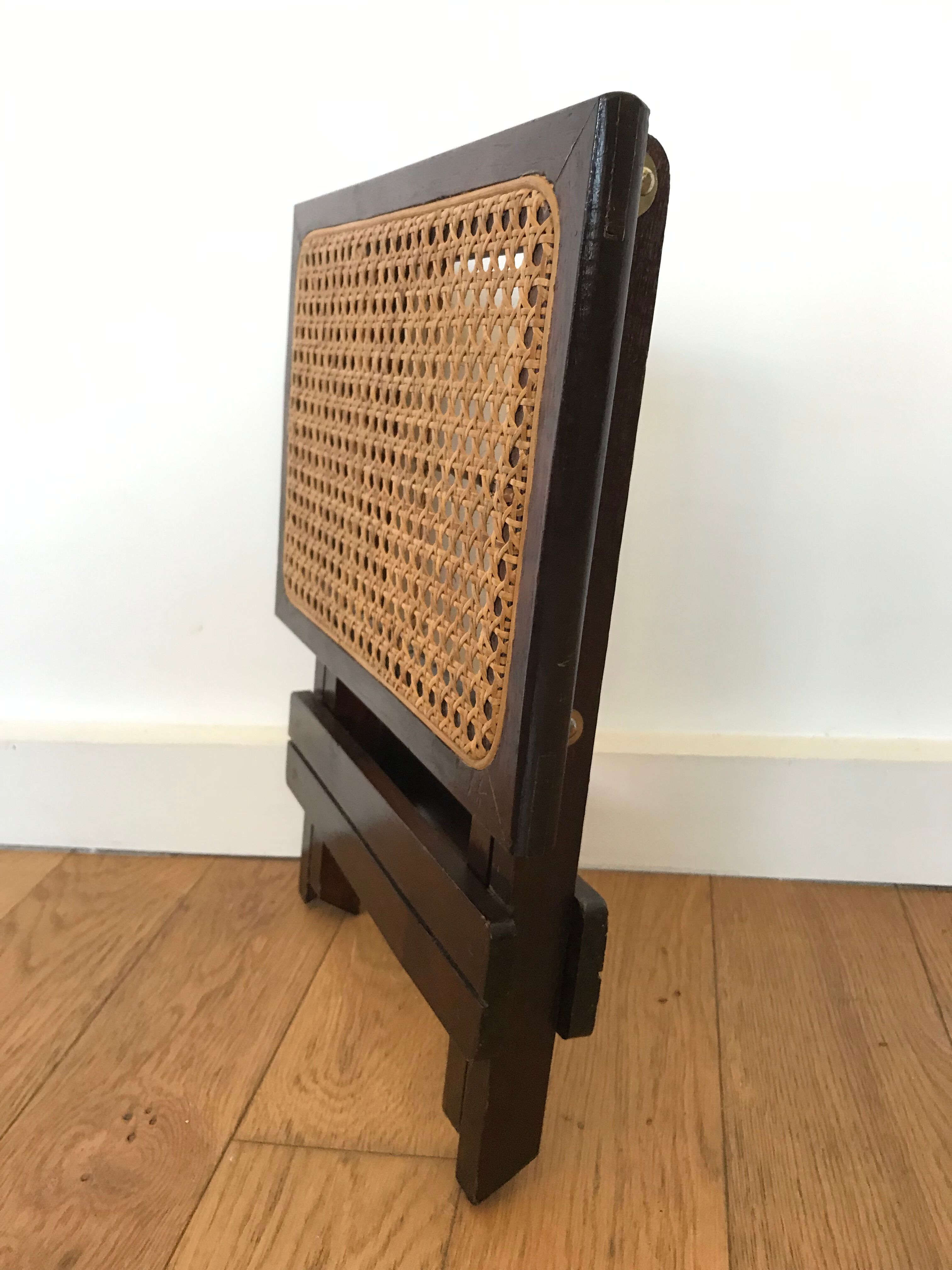Wood and caning folding stool