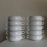 Set of 10 hollow Festons ear bowls by Pierre Motton for Gien 1970