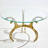 Table basse en laiton et verre