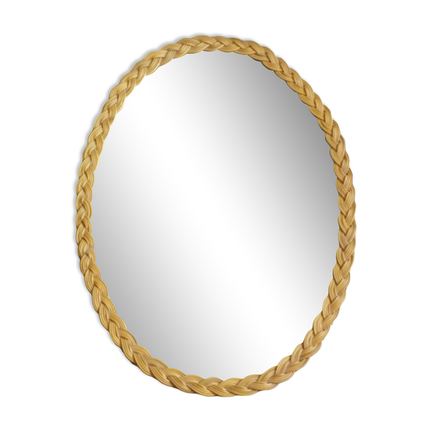 Oval vintage rattan mirror