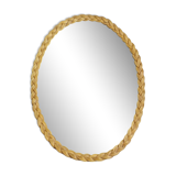 Oval vintage rattan mirror
