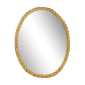 Miroir vintage ovale en rotin