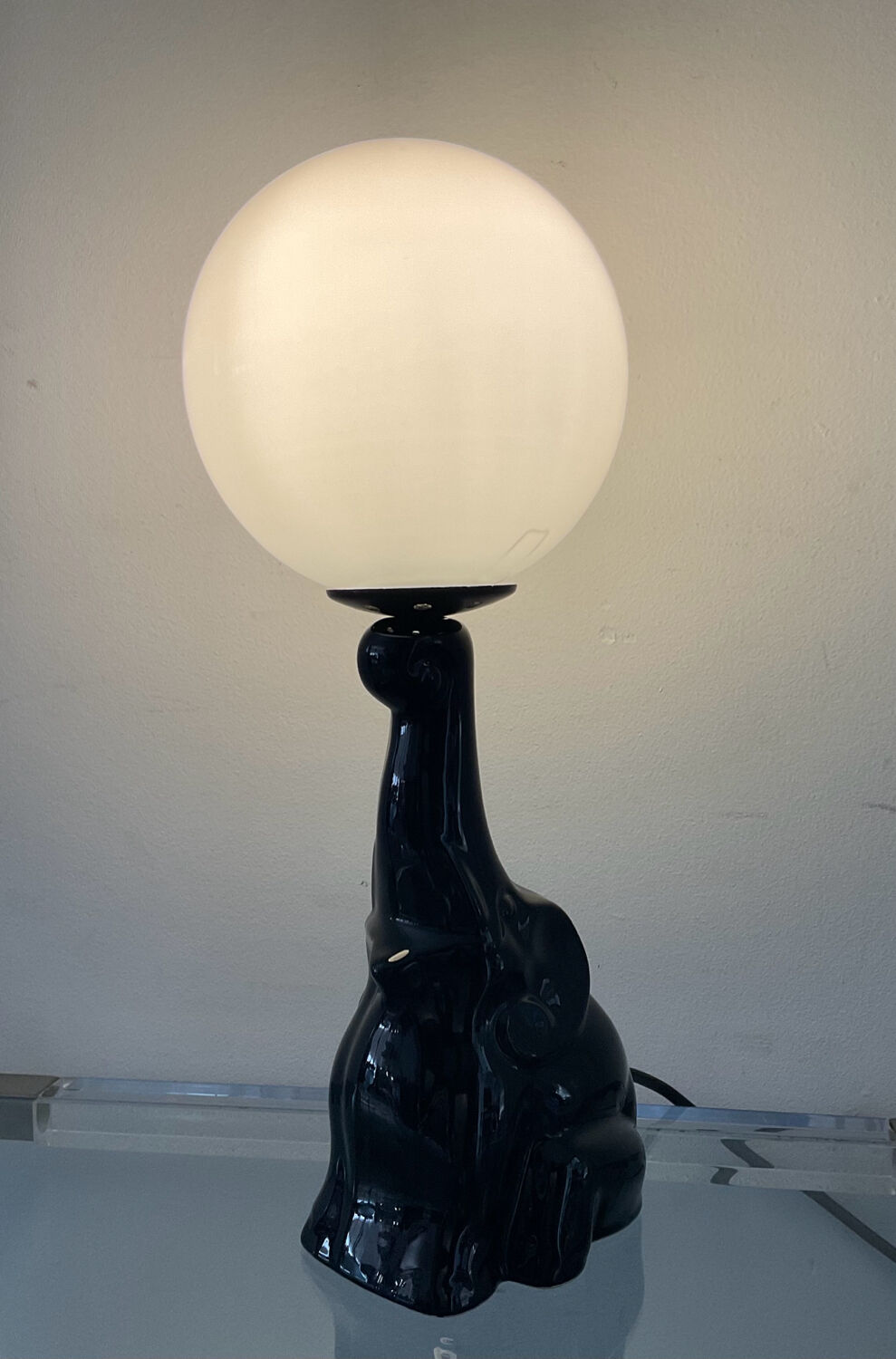 Vintage ceramic elephant lamp from the 70s