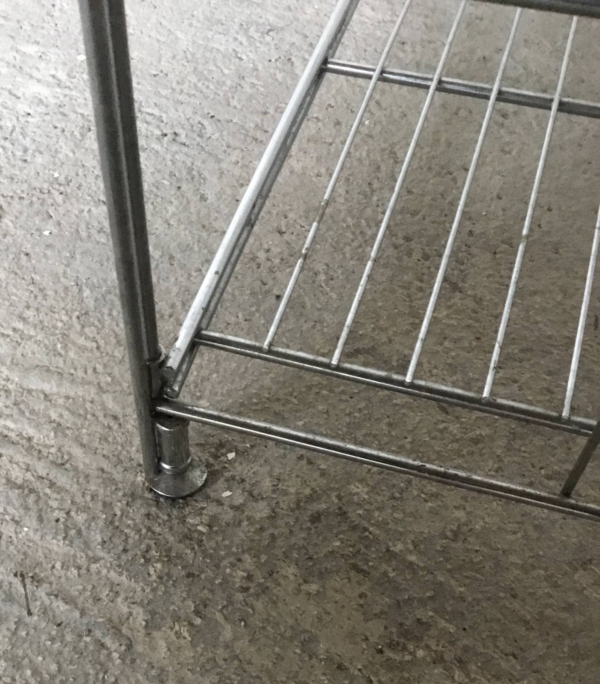 Large string shelf on legs - stainless steel - 1980s design