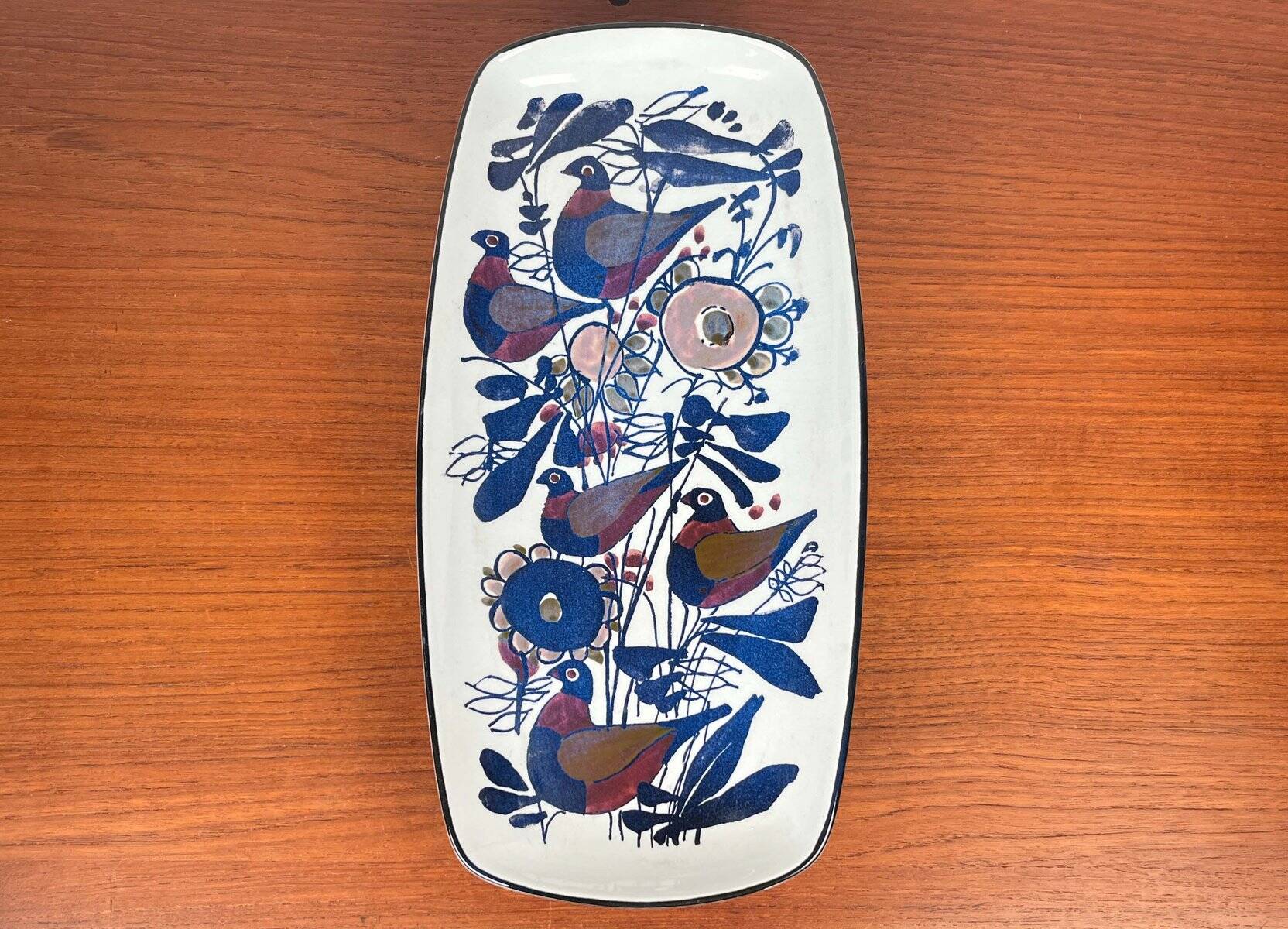 Mid-Century Modern Danish Porcelain Tenera Bowl with Bird Design by Kari Christensen for Aluminia Royal Copenhagen, 1960s