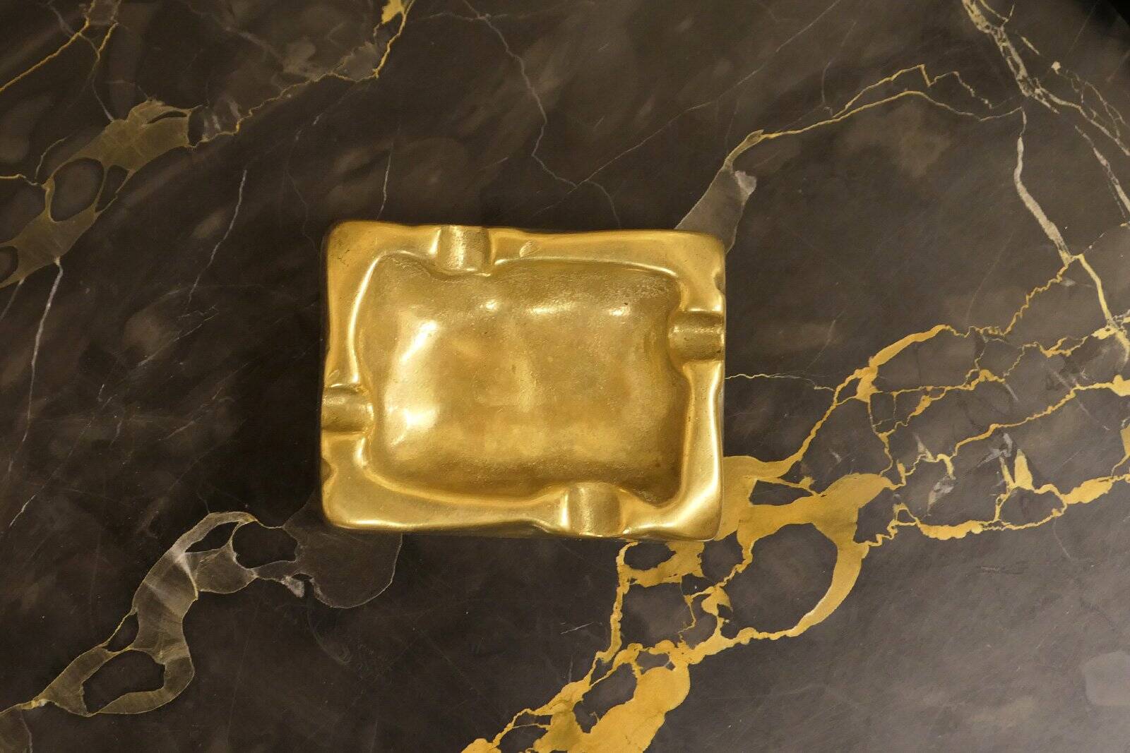 Brutalist bronze ashtray, Lauterbach, France, 1950s