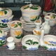 Earthenware service 1970 freehand painted decoration