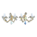2 appliques sconces cristal vénitien Marie-Thérèse ancien rococo
