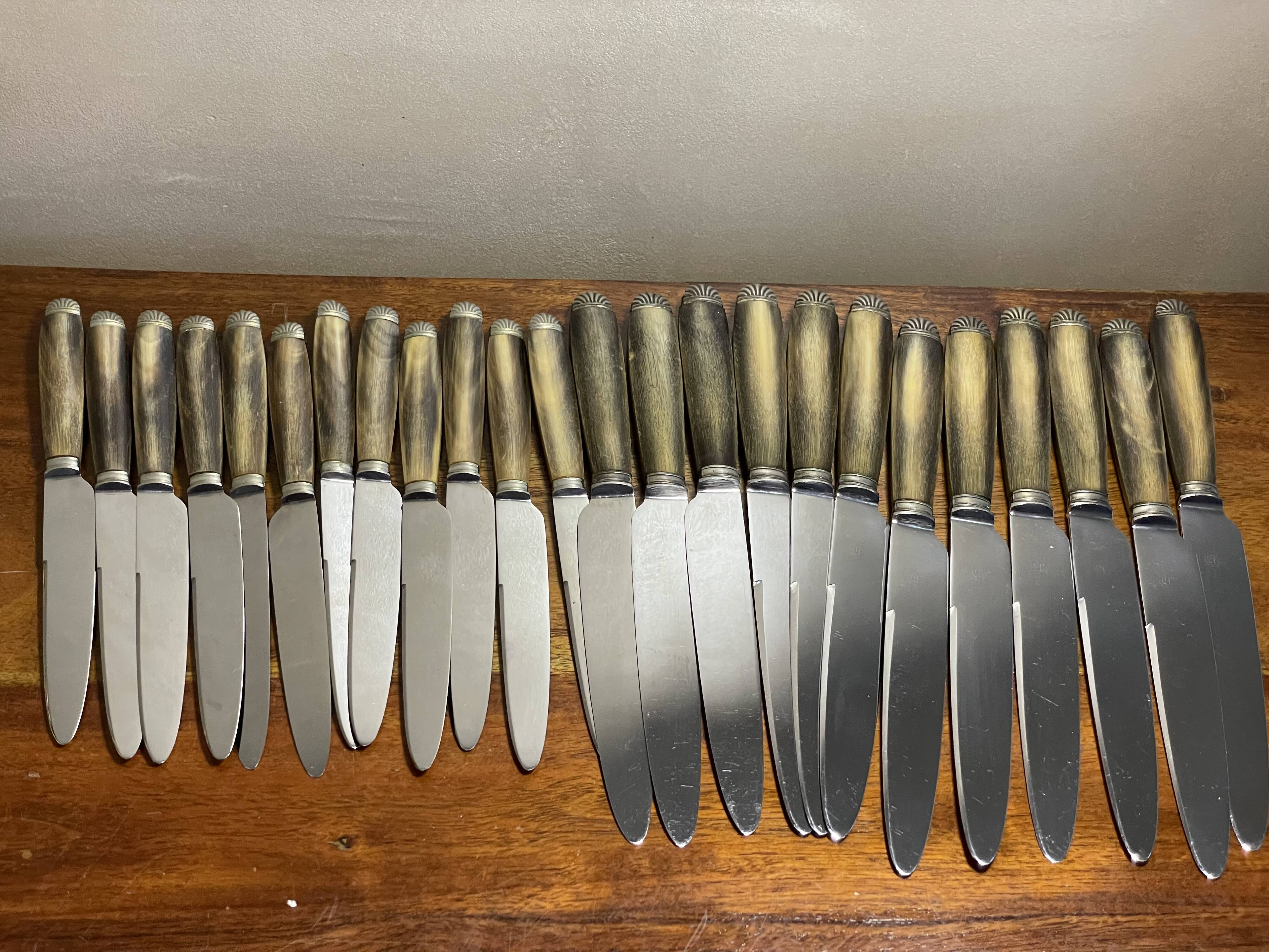 Set of 24 Bakelite stainless steel knives in box