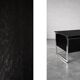 Vintage Mid-Century Danish Modern Minimalist Black Oak Desk with Chrome Base