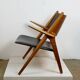Chaise Lounge CH28 in Teak and Black Leather by Hans Wegner for Carl Hansen