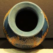 Vase balustre à décor de chardons jaune et bleu