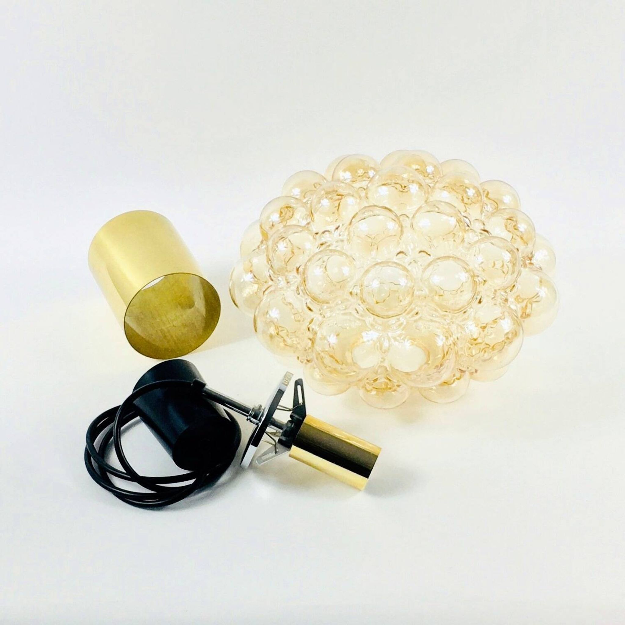 Large Mid-Century Amber Bubble Glass Ceiling Light by Helena Tynell for Limburg, Germany, 1960s