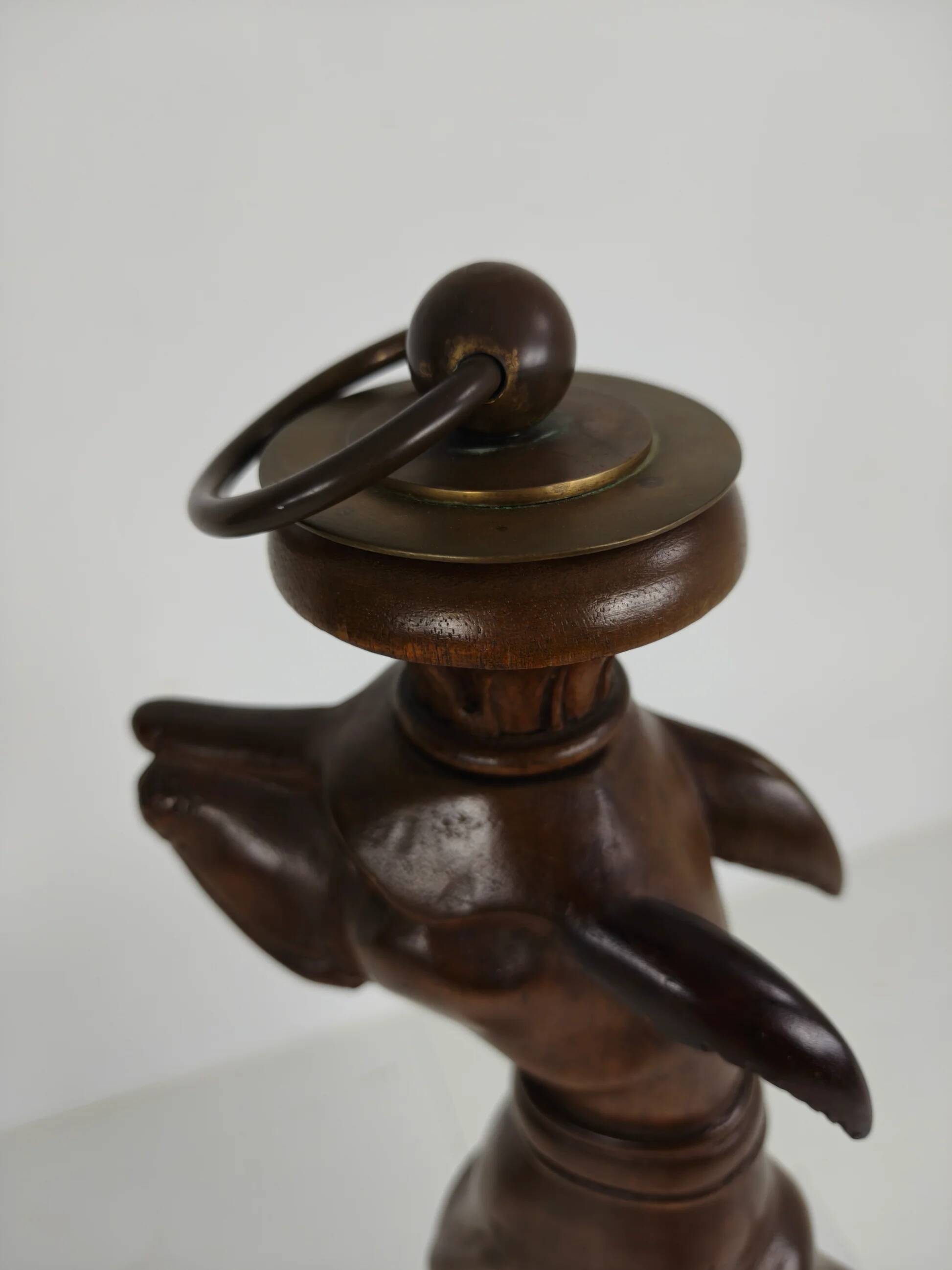 Hand-carved wooden greyhound statue - 20th century