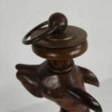 Hand-carved wooden greyhound statue - 20th century