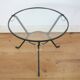 Coffee table black lacquered metal, glass and brass, France, circa 1950.