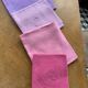 Set of 4 old towels in linen and damask cotton, monogram shades of roses