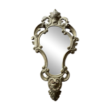 Petit miroir ancien vintage en bois doré, style rocaille