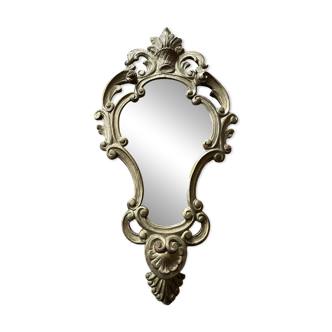 Small antique vintage mirror in gilded wood, rococo style