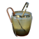 Mid Century Crackle Amber Glass Ice Bucket WMF With Ratan Handle