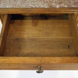 ART DECO OAK AND MARBLE BEDSIDE TABLE