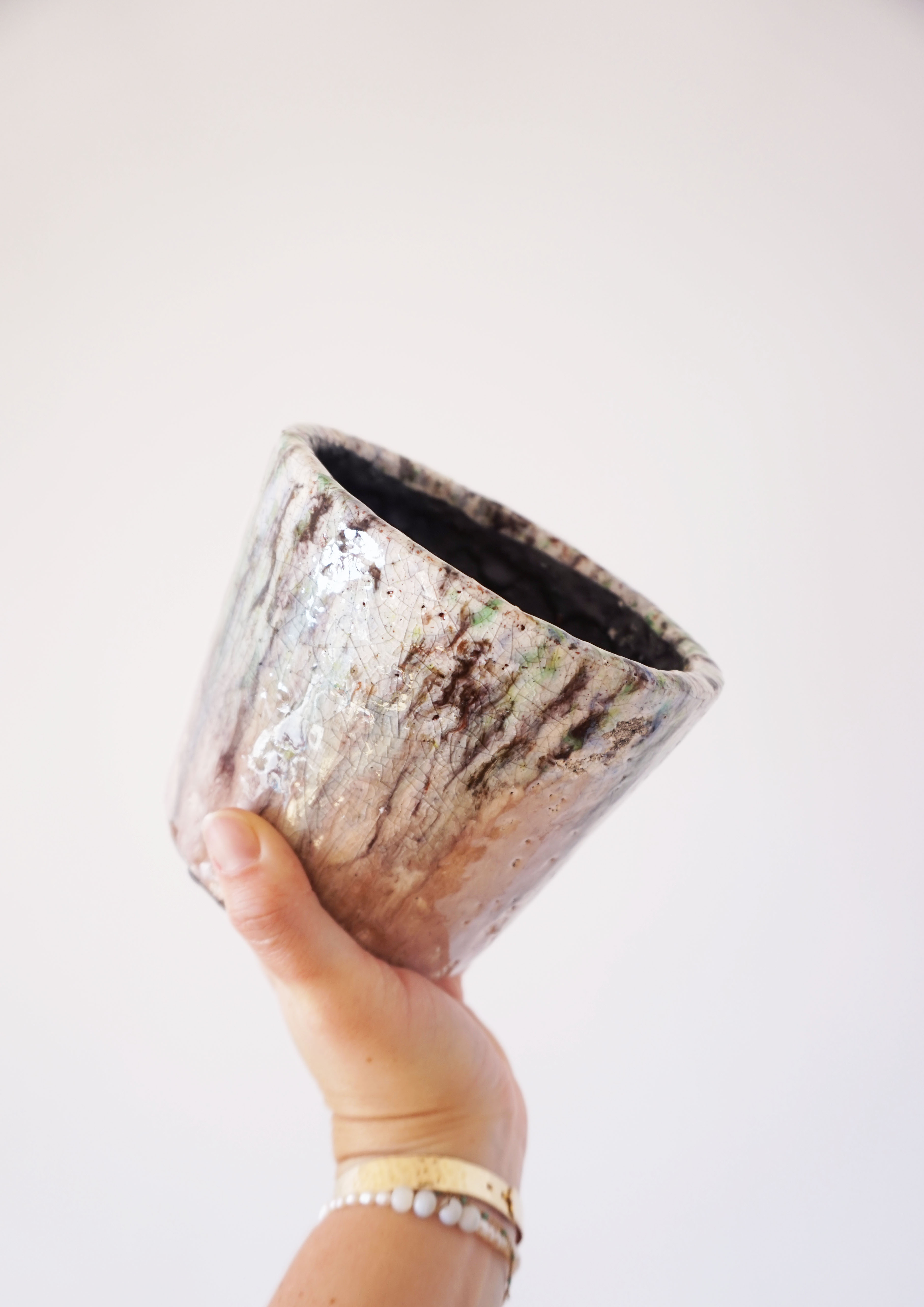 Purple ceramic pot cover