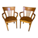 Pair of Antique FISHEL Vintage Wood Armchairs #C623