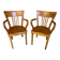 Pair of Antique FISHEL Vintage Wood Armchairs #C623