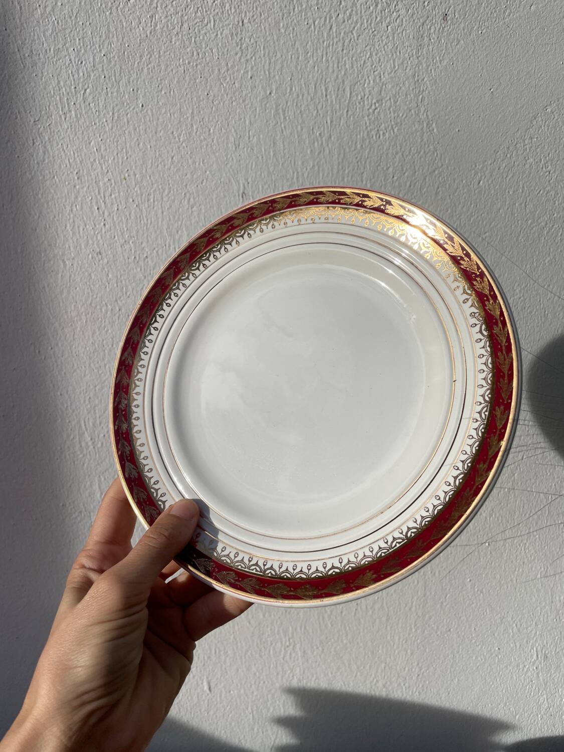 Saint Amand Empire style dessert plate service with 12 gold plates