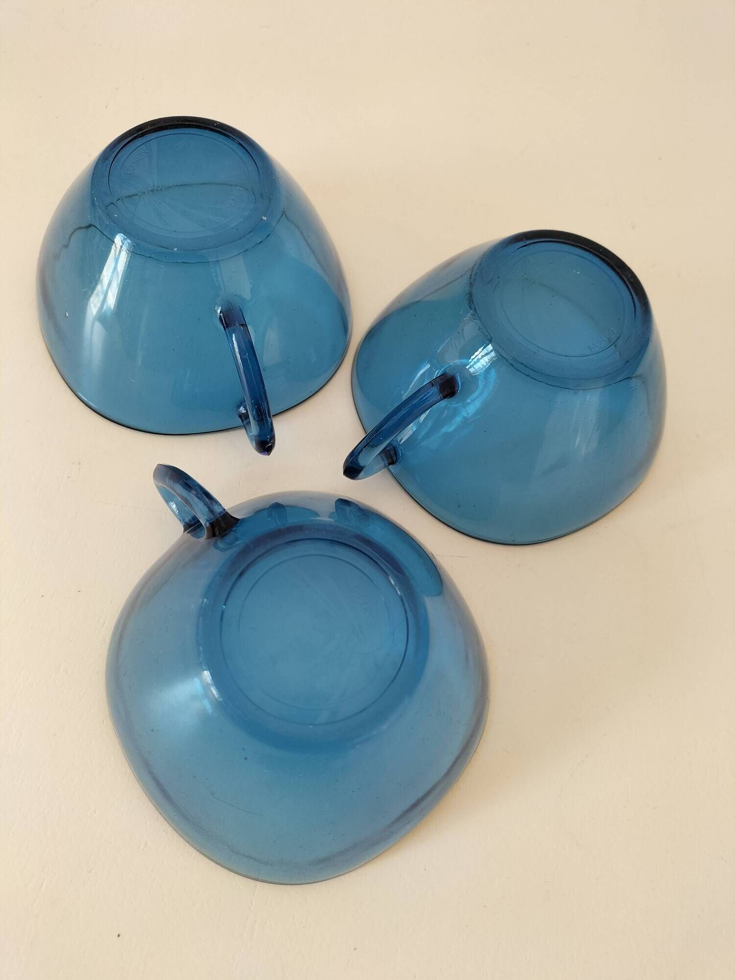 set of three blue Vereco cups