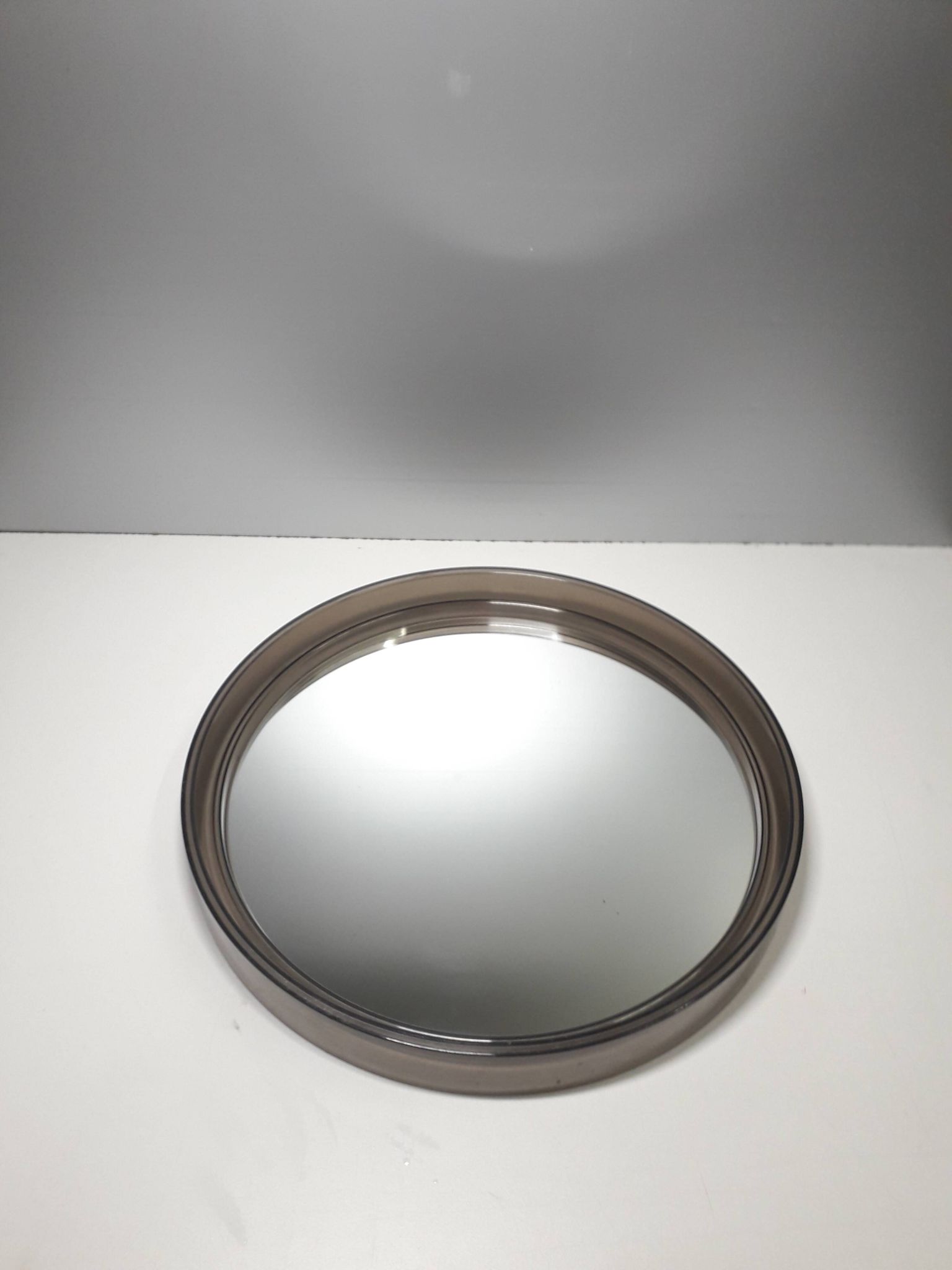 Vintage round mirror - gilac n° 1813 - smoked plexiglass - 1970s