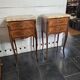 Pair of Louis XV style curved bedside tables in marquetry