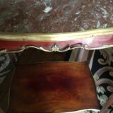 Wooden living room table with marble top