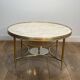 Neoclassical Round Coffee Table in Brass with Beaded Gallery. Marble Top