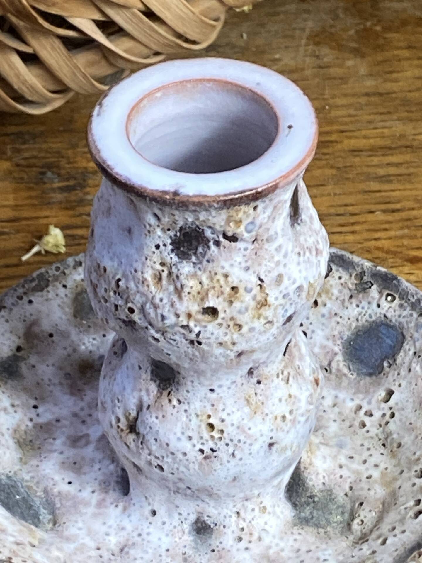 Bougeoir en céramique, écume de mer, Vallauris