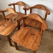 4 pine armchairs from the 1970s