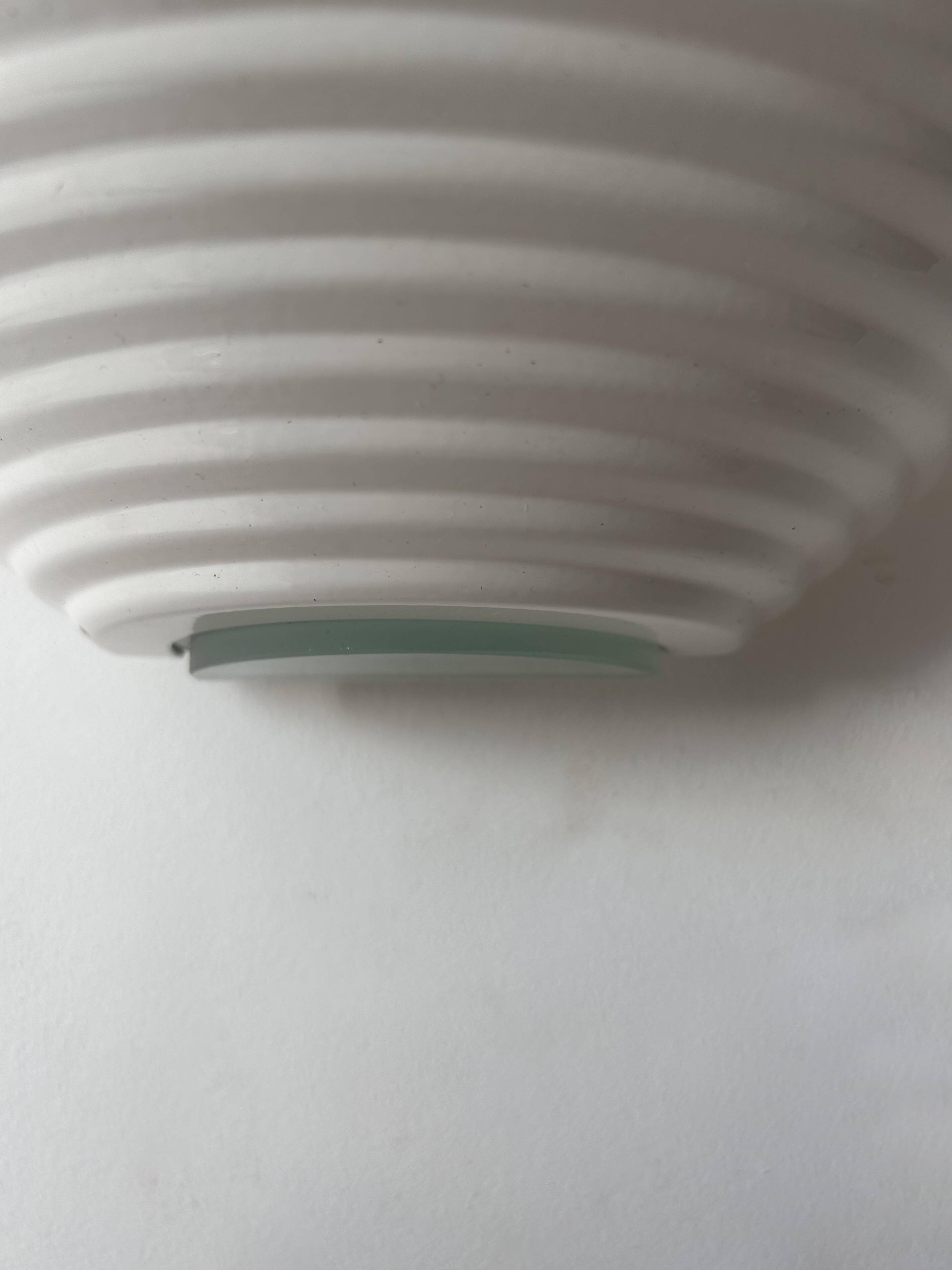 Vintage white lacquered metal and glass wall light, Denmark 1970s
