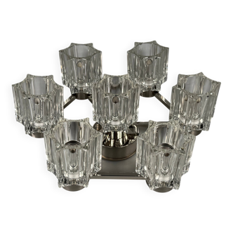 1960s 1970s Ceiling or Wall Lamp German Ice Glass Space Age Design