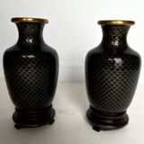 Pair of cloisonné brass vases