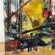 Sailboats in the harbour, oil on wood panel