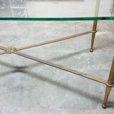 Table basse des années 60 en verre et en laiton